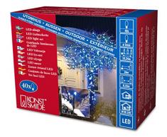 Konstsmide 3610-400 Micro LED Lichterkette / für Außen (IP44) / 24V Außentrafo / 40 blaue Dioden / schwarzes Kabel