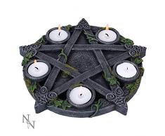 Nemesis Now Wiccan Pentagramm Teelichthalter, Kunstharz, 25,5 cm, Einheitsgröße, Schwarz