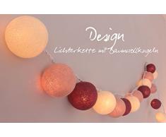 CREATIVECOTTON LED Lichterkette mit Cotton Balls inkl. Timer und Dimmer (Rosengarten, 35 Kugeln)