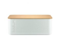 Bodum 11740-913 BISTRO Brotkasten klein Brotkasten, Kunststoff, Holz, Weiss, 19.39 x 29.4 x 10.7 cm