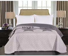 DecoKing 77238 Tagesdecke 220x240 cm Silber Stahl anthrazit Bettüberwurf zweiseitig Steel Silver Steppung Starly