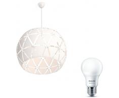 Philips Hue myLiving Pendelleuchte Sandalwood, 60W, E27 Fassung, weiß, 80 x 80 x 36,4 cm, inkl. Philips 3-in1 LED Lampe SceneSwitch