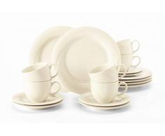 Seltmann Weiden Kaffeeservice 18-teilig Cream | Set für bis zu 6 Personen |Serie Orlando | beinhaltet je 6 Frühstücksteller, Kaffeeober-und Untertassen, Hartporzellan