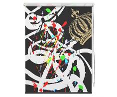 POMPÖÖS by Lichtblick HGR.120.150.117 Rollo Klemmfix, ohne Bohren, Blickdicht, Art - Schwarz Weiß 120 cm x 150 cm (B x L)