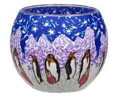 Himmlische Düfte Geschenkartikel GmbH Pinguin Windlicht, Glas, bunt 11x11x9 cm