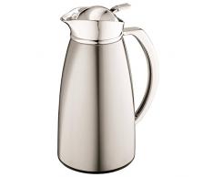 axentia Isolierkanne 1 l, Edelstahlmantel, Glaseinsatz Kaffeekanne, Edelstahl, 13.5x13.5x28 cm