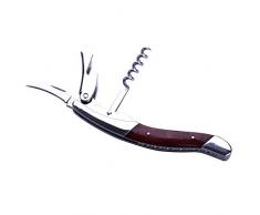 LAGUIOLE - Einfacher Hebel-Sommelier - Roter Birnenholzgriff - Edelstahl matt - Messer mit Korkenzieher-, Kapselschneider- & Flaschenöffnerfunktion - Gebrauchskomfort - Geschenkverpackung - -