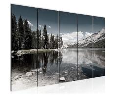 Bilder Landschaft Berge Wandbild 200 x 80 cm Vlies - Leinwand Bild XXL Format Wandbilder Wohnzimmer Wohnung Deko Kunstdrucke Grau 5 Teilig - MADE IN GERMANY - Fertig zum Aufhängen 606855c
