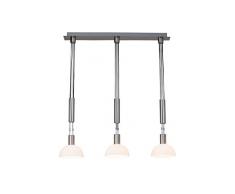 Brilliant Robinia Pendelleuchte, 3-flammig, höhenverstellbar, E14 LED, 3x 4,5 W, 340lm, 3000K, Metall Glas, eisen/chrom G74476/77