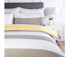 AmazonBasics - Bettwäsche-Set, Mikrofaser, 220 x 250 cm, Wendbar, Grau, gestreift