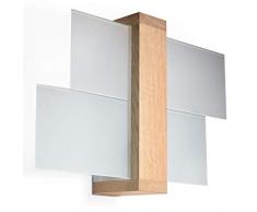 Sollux Lighting NEU Naturholz für das Wohnzimmer und das Vorzimmer-Glas und Holz-SOLLUX FENIKS 1 SL.0077 quadratische Moderne Wandleuchte 1-FLG. LED E-27 LEUCHTEN-Bei Amazon für den günstigsten Preis, Natural