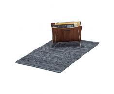 Native Home Läufer Leder, Teppichläufer 60x90, Teppich handgefertigt, Dielenläufer Echtleder, Flurteppich, dunkelgrau