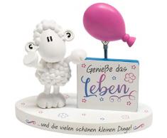 Sheepworld 46206 Fotohalter mit Schaffigur und Spruch Geniesse das Leben, Höhe ca. 7 cm