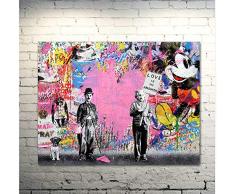 Faicai Art Banksy Graffiti Street Art Gemälde Wandbild Batman Pop Art Prints Poster Moderne Deko Kinderzimmer Wandschmuck Modern 24x36 Chaplin & einstein