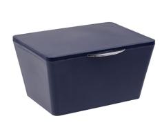Wenko Aufbewahrungsbox mit Deckel Brasil, Aufbewahrungskorb für das Badezimmer, Badkorb aus bruchsicherem Kunststoff, 19 x 10 x 15,5 cm, Dunkelblau