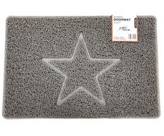 Nicoman Spaghettimatten Fußmatte für den Eingangsbereich｜Robuste Schmutzfangmatte aus Vinylschlingen｜Innen und Aussen | Geprägt Star【60x40cm, Klein】,Grau