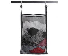 Alier Wäschekorb zum Aufhängen, zusammenklappbar, große Kapazität, zum Aufhängen an der Tür, Wäschekorb und langlebige Badezimmer-Aufbewahrungstasche schwarz 2