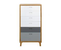 Mobili Rebecca® Kommode Highboard 6 Schubladen Holz Braun Weiß Grau Modern Wohneinrichtung Wohnzimmer (Cod. RE6049)