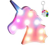 AIZESI Einhorn Lampe Bunt,LED Einhorn Nachtlicht,Tischlampe Batteriebetriebene,Wand Dekoration für Mädchen Schlafzimmer,Wohnzimmer,Weihnachten,Party als Kinder Geschenk(Rosa Mehrfarben)