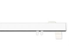 indeko BERN, eckige Gardinenschiene mit Innenlauf aus Aluminium auf Maß, 1-Lauf, weiß, Komplettset mit Zubehör