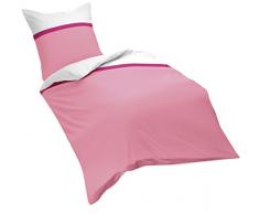 fleuresse 9150 Fb. 4070 Mako Satin Bettwäsche mit aufwendiger Konfektion, 135 x 200 cm, weiß / pink