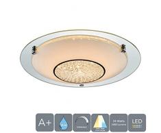 Aurolite Moderne LED-Deckenleuchte, 24 W, 3000 K-6000 K, Farbwechsel, 1680 lm, IP44-bewertet, Glasschirm, Durchmesser 42 cm, ideal für Wohnzimmer, Schlafzimmer, Küche, Flur, Badezimmer, 2018 Neue Edition (24), Weiß