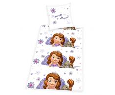 Herding DISNEYS SOFIA DIE ERSTE Bettwäsche-Set, Kopfkissenbezug 80x80cm, Bettbezug 135x200cm, 100% Baumwolle, Linon, mit praktischer Knopfleiste