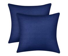 Lirex 2er Pack Samt Kissenbezüge, 50 x 50 cm Samt Dekorative Weiche Volltonfarbe Platz Zierkissenbezug, Samt Couch Kissenbezug, Pilling und Verblassen Beständig - Königsblau