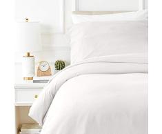 AmazonBasics - Bettwäsche-Set, Fein-Biber, 135 x 200 cm, Weiß