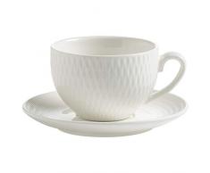Maxwell & Williams Basics Diamanten Demi Tasse und Untertasse, weiß, 90 ml, 4 Stück