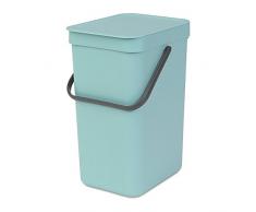 Brabantia 109843 AbfallbehÃ¤lter Sort & Go, 16 L Abfalleimer, Plastik, mint, 53 x 22 x 41 cm