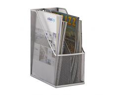 Relaxdays Stehsammler, 2 Fächer, Metallgeflecht, robuster Stehordner A4 - C4, Archivbox, Ablage für Dokumente, silber