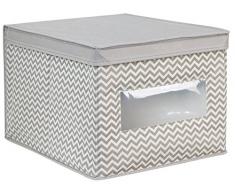 InterDesign Axis Aufbewahrungsbox mit Deckel für Kleidung oder Schuhe, groÃe Schrankbox mit Sichtfenster aus Polypropylen, taupe und natur