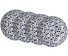 Ritzenhoff & Breker Suppenteller-Set Royal Sakura, 4-teilig, 20,5 cm Durchmesser, Porzellangeschirr, Blau-Weiß