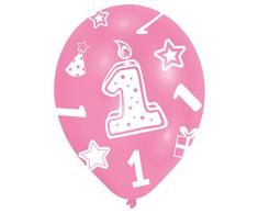 Amscan 27.5 cm 1. Geburtstag, 6 Luftballons, Pink