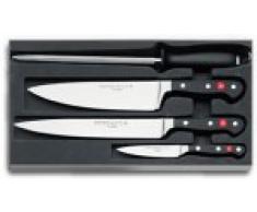 Wüsthof Messergarnitur 4-teilig, Classic (9750), Profi-Messerset inkl. 3 Kochmesser mit scharfen Klingen von 10 cm - 23 cm und 1 Wetzstahl