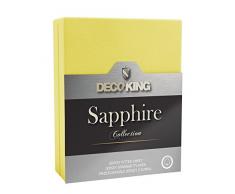 DecoKing Spannbettlaken Jersey Boxspringbett Spannbetttuch Collection, Baumwolle, gelb Sapphire 160g/m², 140x200-160x200 + 25 cm