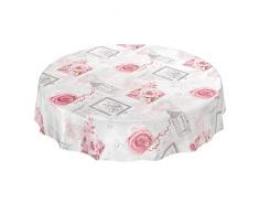 ANRO Wachstuchtischdecke Wachstuch Wachstischdecke Tischdecke abwaschbar Rosen Landhaus Antik Grau Rund 100cm