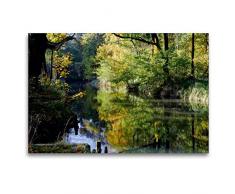 Calvendo Premium Textil-Leinwand 120 cm x 80 cm quer, Goldener Oktober am Theodor-Fontane-Weg | Wandbild, Bild auf Keilrahmen, Fertigbild auf echter Leinwand, Leinwanddruck Natur Natur