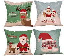 Kyerivs 4 Pack Weihnachten Kissenbezug Wurf Kissenbezug 45 x 45 CM für Weihnachten Frohes Neues Jahr Winter Dekoration (KEINE Kissen)-CD2