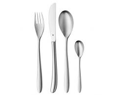 WMF Silk Besteckset, 6 Personen, 24-teilig, Monobloc-Messer, Cromargan Edelstahl mattiert, spülmaschinengeeignet