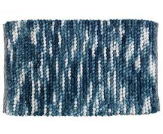 WENKO Badteppich Urdu blau - Badematte, sicher, weich, fusselfrei, 60 x 90 cm, blau