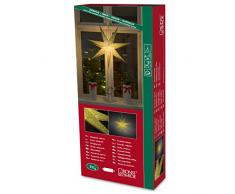 Konstsmide 2982-900 Grüner Papierstern, perforiert und grün bestickt, 78x78cm / für Innen (IP20) / 230V Innen / ohne Leuchtmittel / mit an/aus Schalter / weißes Kabel