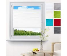 WOLTU 325, Plissee Rollo Klemmfix Ohne Bohren Oder Zum Bohren, Jalousie Faltrollo easyfix verspannt Blickdicht Matt, Sichtschutz und Sonnenschutz, für Fenster und Tür, 80x130 cm, Weiß