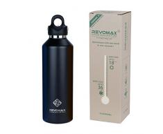 RevoMax V2 vakuumisolierte Wasserflasche zum Öffnen und Schließen von 36 Stunden eiskalt, Onyx Black, 12 OZ