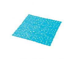 Douceur dIntérieur 6TCA056BC Duschmatte, Kieselsteinoptik, Weiß, 52 x 52 x 1 cm ozeanblau