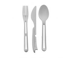 koziol Besteck-Set 3-teilig KLIKK, soft grey, thermoplastischer Kunststoff, 22,2 x 4,8 x 3,6 cm