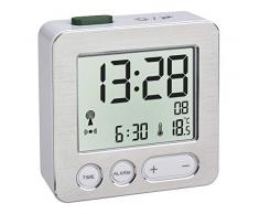 TFA Dostmann 60.2545.54 Digitaler Funk-Wecker, Kunststoff, Weiß/Silber, 66 x 22 x 68 mm