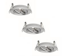 Paulmann Leuchten Paulmann 93644 2Easy Einbauring Nova Einbaurahmen 3er Se rund Spot schwenkbar Fassung und Leuchtmittel max. 3x50W Einbauleuchte, Aluminium, Alu gedreht