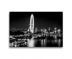 Calvendo Premium Textil-Leinwand 75 cm x 50 cm quer, London Eye bei Nacht | Wandbild, Bild auf Keilrahmen, Fertigbild auf echter Leinwand, Leinwanddruck Orte Orte